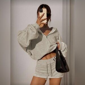 Shein 2pcs Long Sleeve Zipped Hoodie